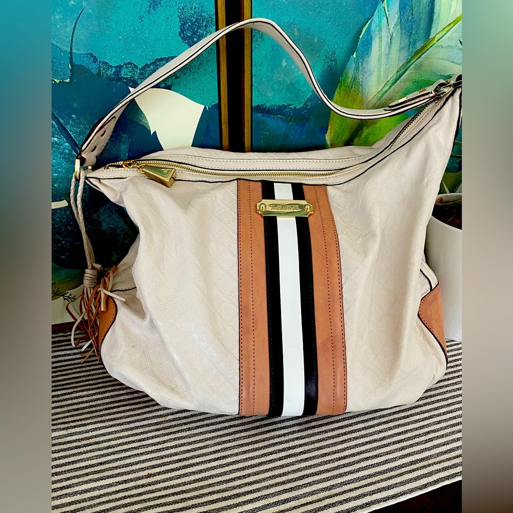 L.A.M.B. White and black shoulder bag.